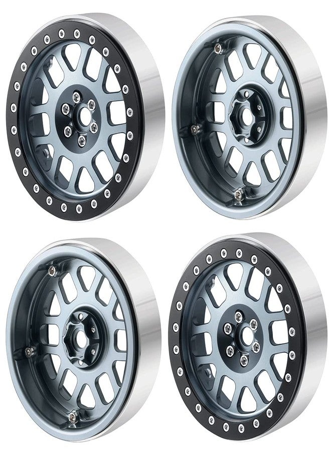 WEFEINO 4PCS 2.6 Beadlock Wheels Rims Hubs for 1/10 Axial RBX10 AXI03005 Wraith 90048 90053 Axial AXI03000 AXI3004 Buggy 2.6 Mud Terrain Tires (Titanium Grey) - Image 1